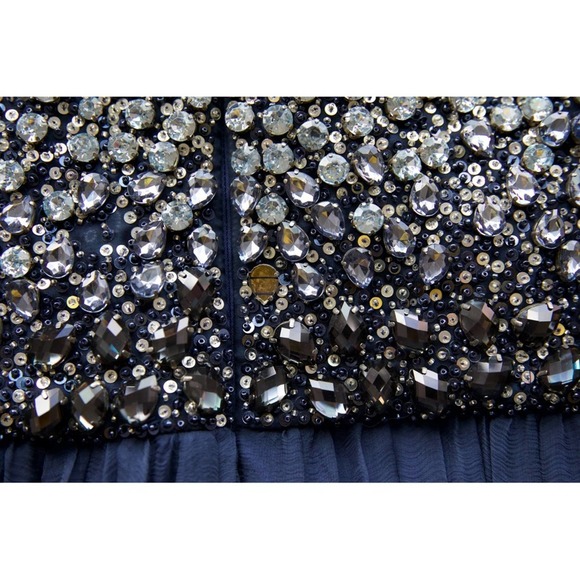 Jovani Strapless Blue and Silver Dress - Picture 12 of 15